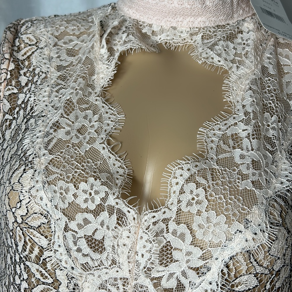 Free People tell tale sheer lace tunic mini dress keyhole long bell sleeve - Picture 13 of 16